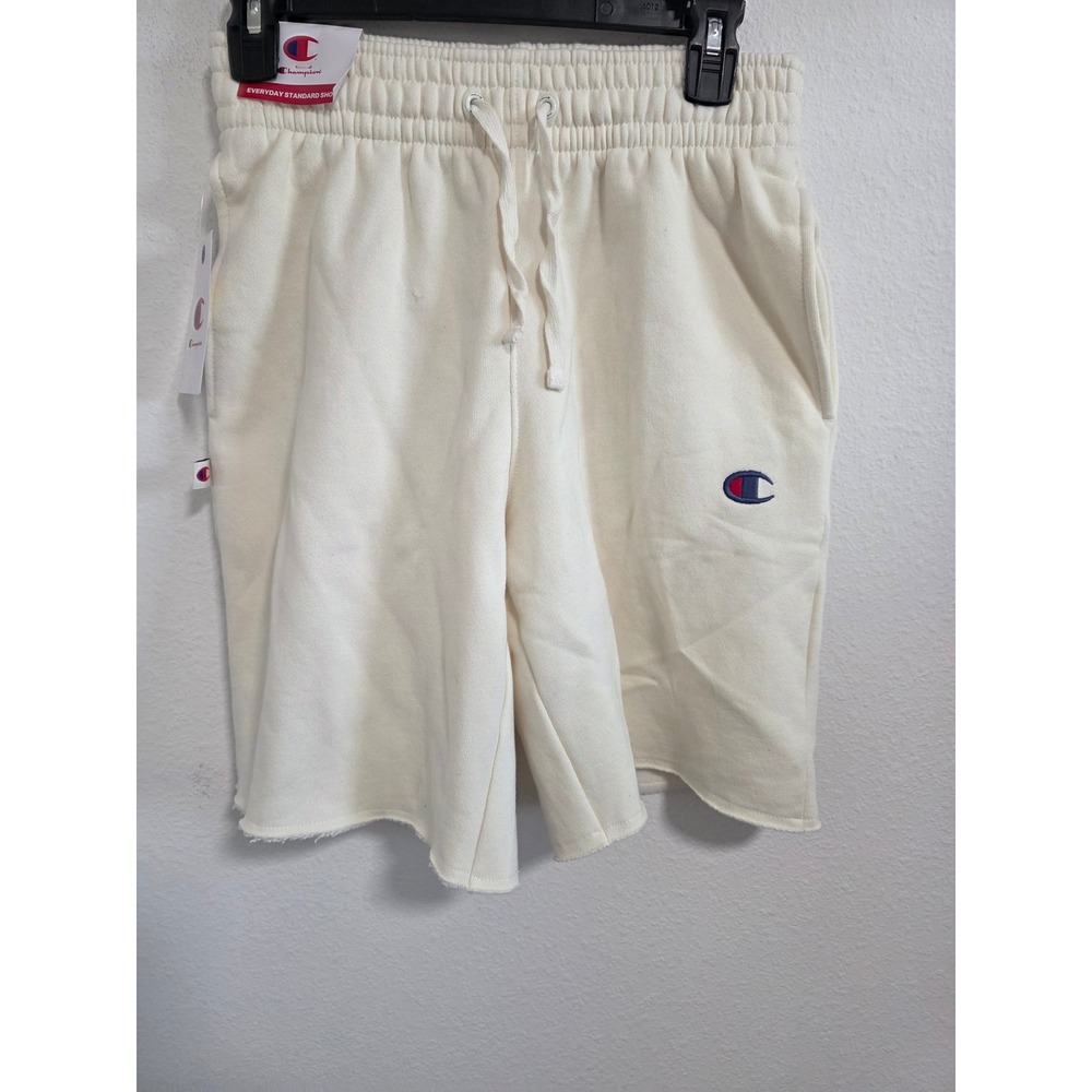 Champion Everyday Standard Shorts XS Cream Fleece Raw Hem NWT